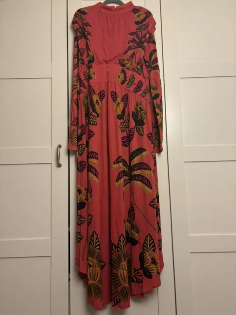 Farm Rio Living Bloom Blush Maxi Dress Size L 12 14 UK