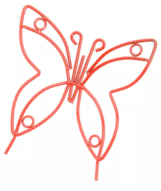 RED BUTTERFLY Wrought Iron Garden Stake - Amish Handmade Lawn Wall Decor