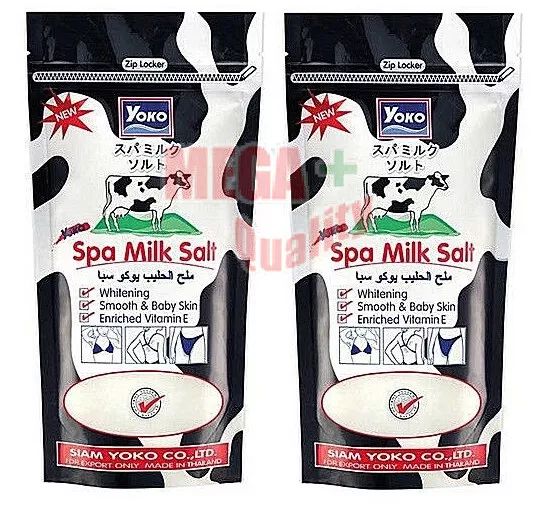2 x Yoko Spa Pure Milk Salt Skin Whitening Smooth Enriched Vitamin E Baby 300 g.