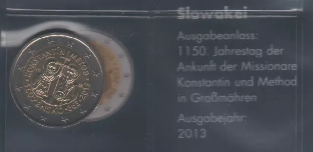 Slowakei 2013 2 Euro Gedenkmünze Ankunft Missionare Konstantin + Method stgl.
