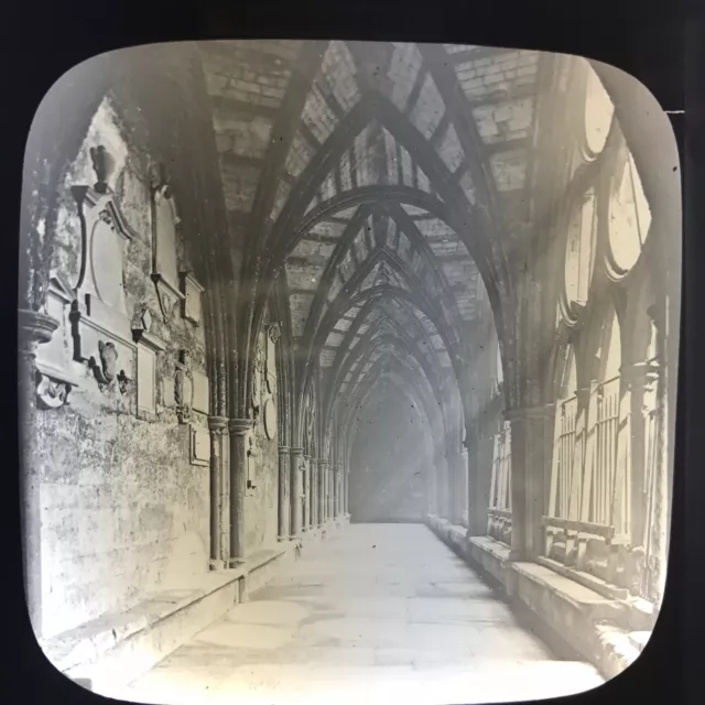 Antique Magic Lantern Glass Photo Slide Westminster Abbey The Cloisters