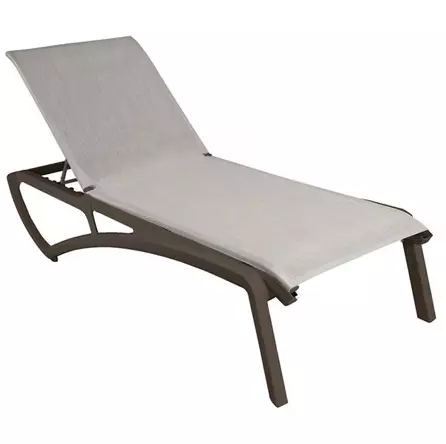Grosfillex UT147599 Sunset Beige Fabric Outdoor Stacking Chaise Lounge - 2 Each