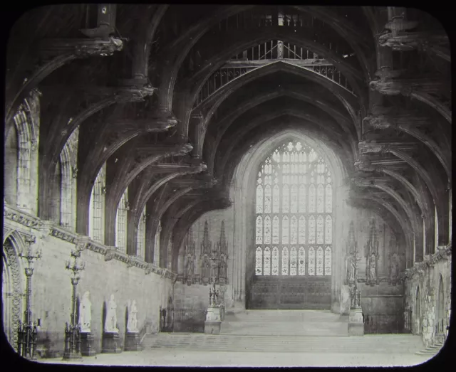 Glass Magic Lantern Slide WESTMINSTER HALL INTERIOR C1890 VICTORIAN PHOTO LONDON