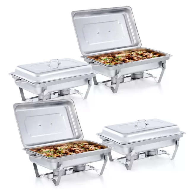 4 Pack 13.7Qt Stainless Steel Chafer Chafing Dish Sets Bain Marie Food Warmer