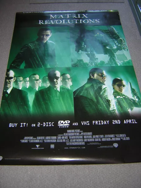 Original Large Matrix Revolution Promotional Poster - Dvd/Video Release