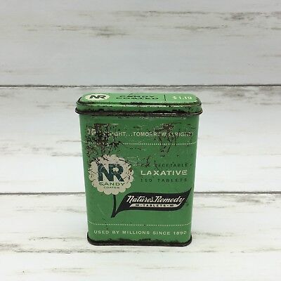 Vintage NR Nature's Remedy Laxative tablets Candy Coated Tin Advertising