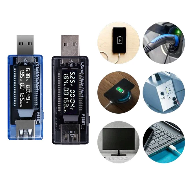 Testeur USB Voltmètre Ampèremètre LCD - Précision ±1% - Pour Chargeurs, Batteries Et Dépannage