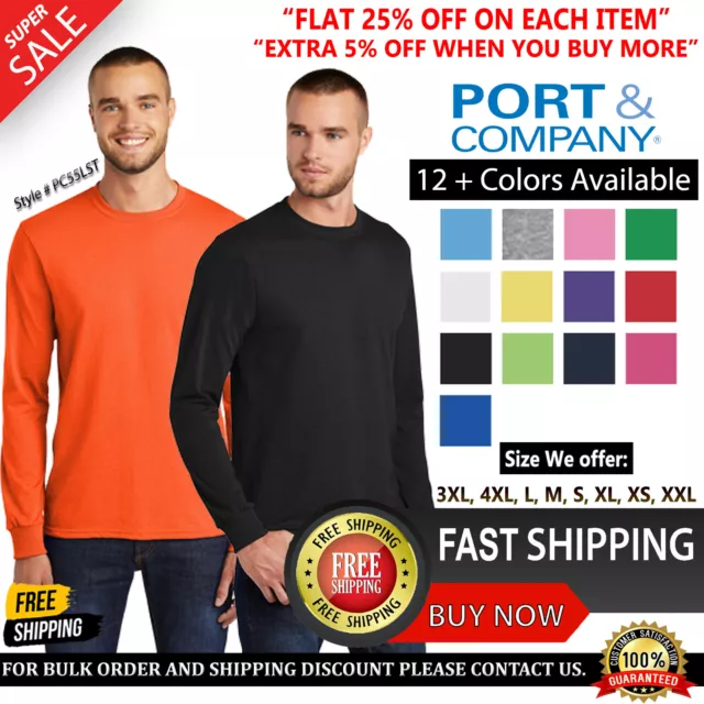 Port & Company Men Cotton/Polyster Tall Long Sleeve Core Blend T-Shirt - PC55LST