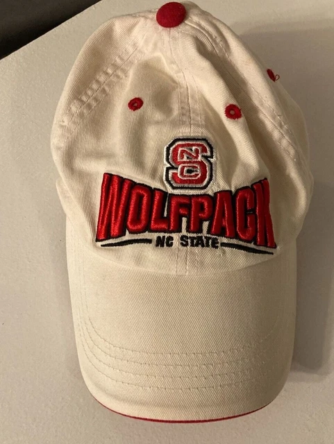 TOP OF THE WORLD~NC State Wolfpack~ONE FIT Adjustable White Baseball Cap/Hat
