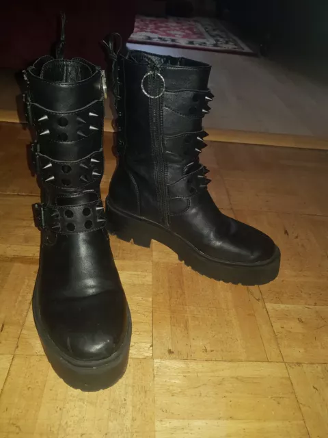 KILLSTAR ANKLE BOOTS Spikes And Lacing Trim. size 7 ladies. Good ...