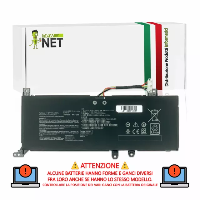 Batteria compatibile con Asus Vivobook A712FA-AU827T S17 S712JA-WH54 7,6V