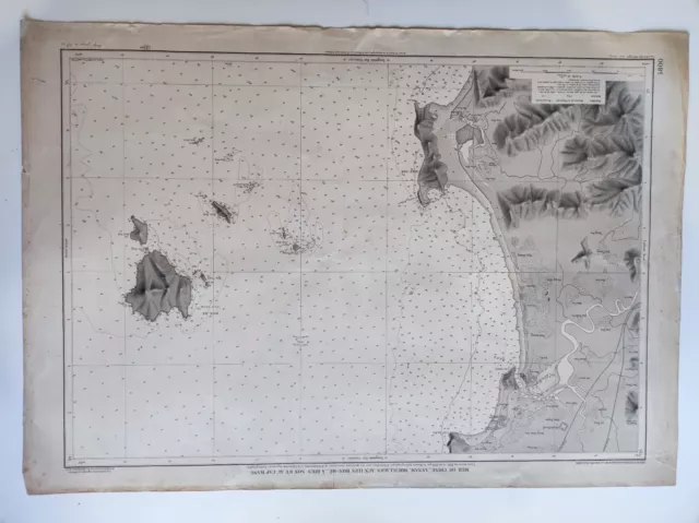 Rare Carte Marine Ancienne Mer De Chine Annam Mouillages Iles Hon-Me