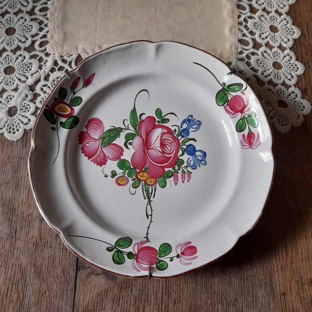 ANCIENNE ASSIETTE Emaille Decor De Fleurs EUR 15,00 - FR