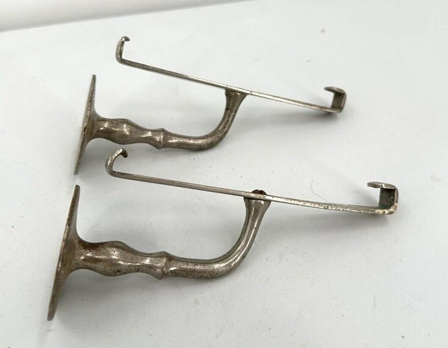Set Of Antique Nickel Plated Brass Glass Shelf Brackets   *4