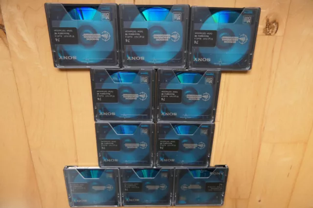 10 Stück Sony MiniDisc MD74 Color Mini Disc - 74 Min.+ SHOCK ABS. Hüllen