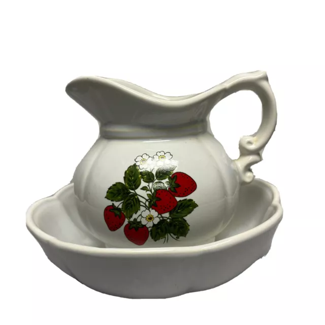 Vintage McCoy Strawberry Fields Small Pitcher and Basin Bowl 7528