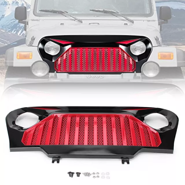 Kühlergrill Grill Vorne Angry Bird-Stil Rot für Jeep Wrangler TJ 1997 1998-2006