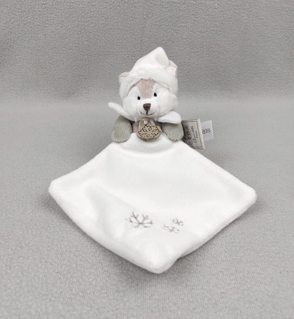 Doudou peluche pantin Histoire D’ours Chien loup Husky Blanc Gris Bleu Flocon