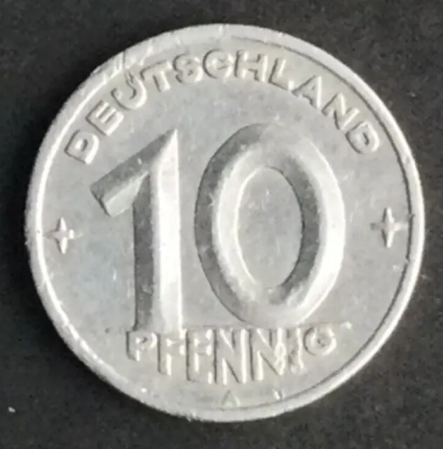 DDR, 10 Pfennig 1948 A, Ähre auf Zahnrad, Aluminium, Schön Nr. 3