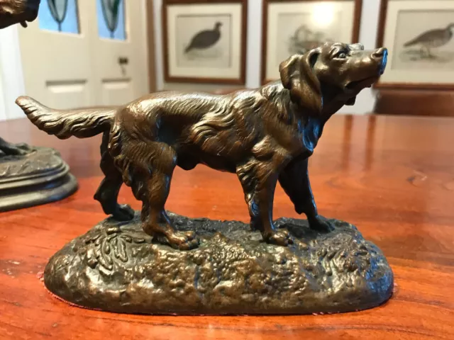 ORIGINAL and EARLY Antique French Bronze Spaniel Hunting Dog 'Fratin' Ca 1835-50