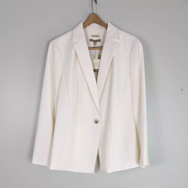 Talbots Blazer Jacket Single Cream Off White Work Minimalist Stretch Italy 20W