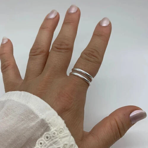 Statement Linked Plain 925 Sterling Silver Handmade Women Gift Ring All Size V16