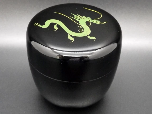 Japan Lacquer Resin Tea caddy Dragon design Natsume (524)