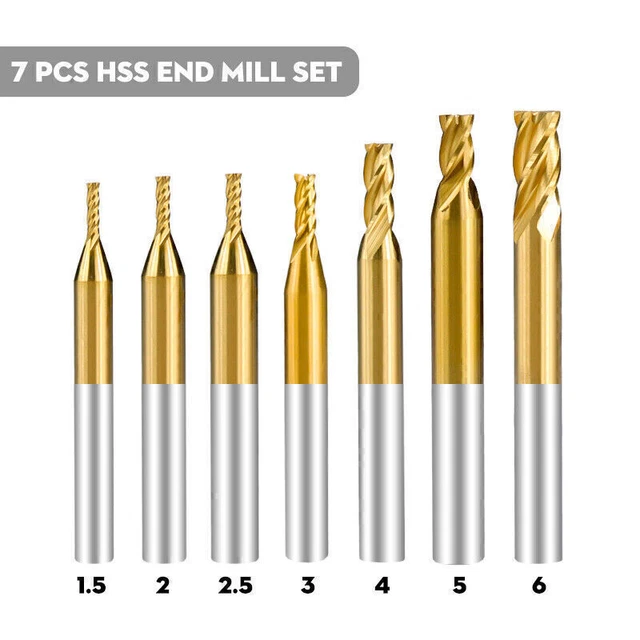 4 Flute Solid Carbide End Mill TlN Coated HSS 1.5-12mm Slot Drill Engineering