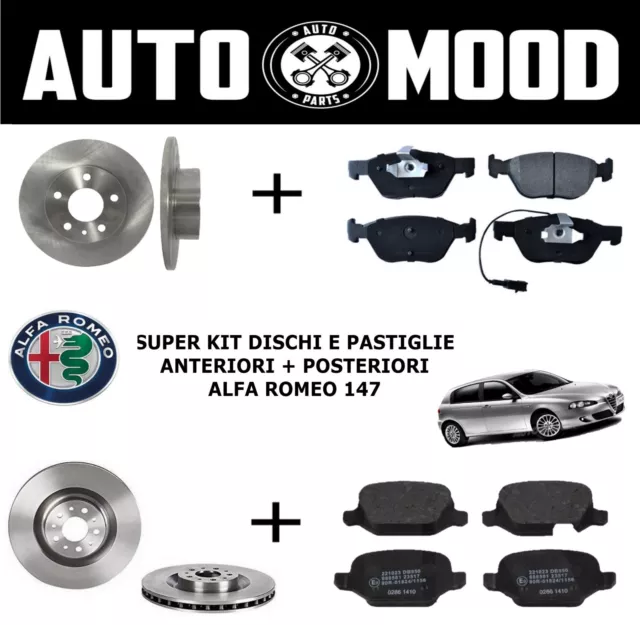 Super Kit Dischi E Pastiglie Anteriori + Posteriori Alfa Romeo 147 (937)