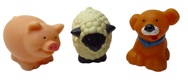 Three Toys R US Hard Vinyl Animals TRG&G Lamb - Pig And Dog 1.5" Tall 1997