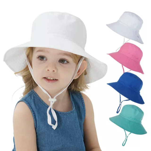 Bucket Hat Kids Boy & Girl Adjustable, Baby & Toddler for Summer Beach Sun Hat