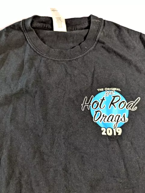 Santa Pod 31st Hot Rod Drags 2019 Black T-Shirt Small Front & Backprint