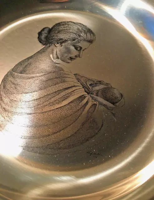 1972 PLATE MOTHER AND CHILD IRENE SPENCER STERLING SILVER 6.5oz FRANKLIN MINT