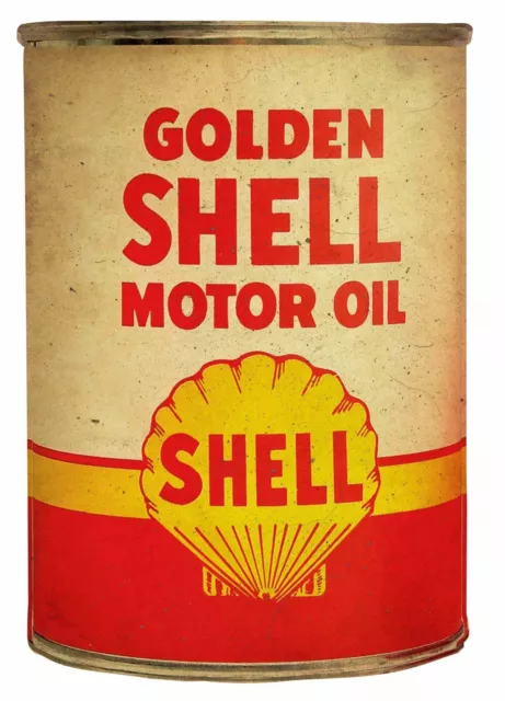 Golden Shell Motor Oil Clamshell Logo 24" Heavy Duty Usa Made Metal Adv Sign