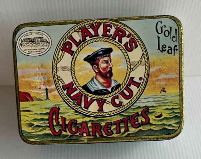 Players Navy Cut Cigarette Tobacco Tin 1920s Vintage Life Buoy Gt Britain Empty