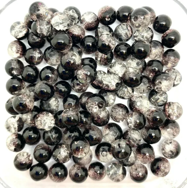 Round Crackle Glass Beads - Single colours / Two-tone, sizes 4mm 6mm 8mm 10mm