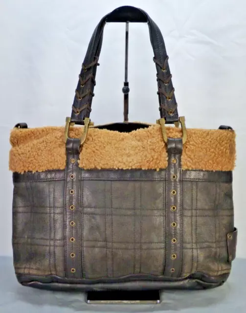 UGG Australia große Tasche Lammfell Tragetasche Shopper Shearling gefüttert dunkelgrau