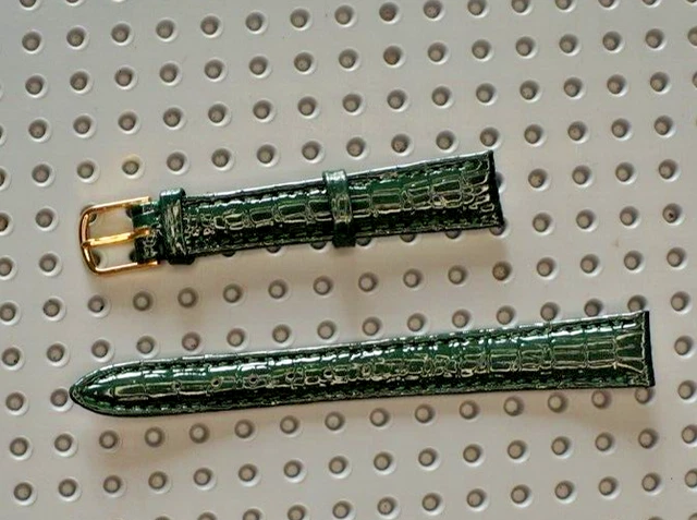 BISONSTRAP Bracelets de Montre en Cuir, Bandes de Remplacement Souples avec Boucle Polie, 16mm,Bleu avec Boucle en Or Rose