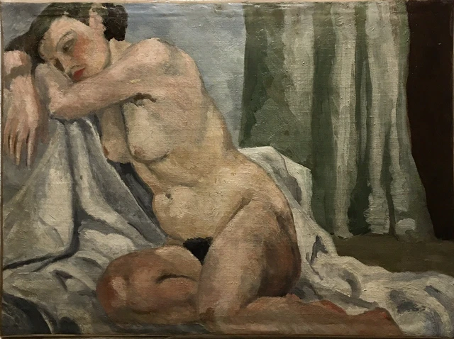Tableau Peinture 20è XXè Nu féminin érotisme Double face Marine réalisme rare