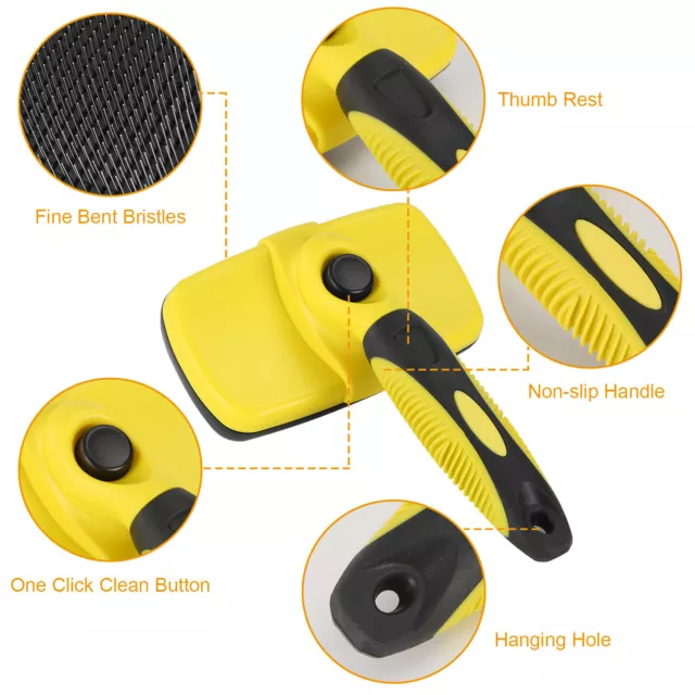 Self Cleaning Slicker Brush Dog Grooming Shedding Tool Pet Hair Grooming Remover 2