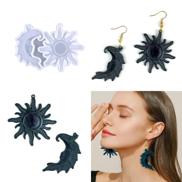 Silikon Sonne Mond Schmuck Ohrring Harz Epoxid Form Anhänger Gießform Handwerk
