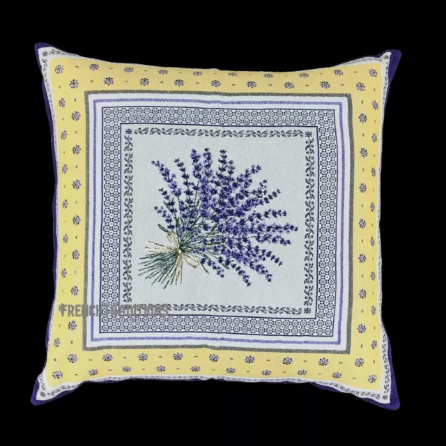 French Jacquard Woven Pillow Cover French Lavender - Yellow/Purple Made France