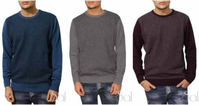 Maglia Uomo Maglione Pullover Invernale Girocollo Manica Lunga Lana Slim Buger