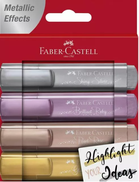 Faber-Castell Textmarker 4er Etui Metallic Textliner Highlighter Stift Markieren