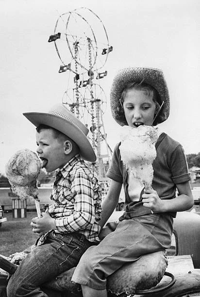 FERRIS WHEELS COTTON candy give Austin Texas livestock show a - 1961
