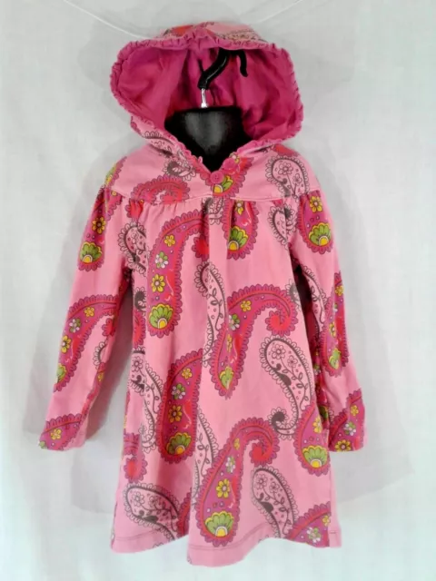 OshKosh B'Gosh Girls 4T Hoodie Tunic Pull-over shirt Pink Floral Paisley EUC