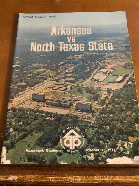 1971 Arkansas Razorbacks v North Texas State Mean Green Football Program 10/23