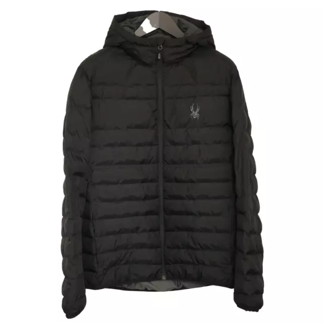 Men Spyder Jacket Black Hooded Breathable Full Zip Size XL VAP157