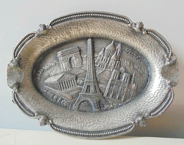 Cendrier / Vide-poche Souvenir De Paris – Métal Vintage, Collectionneur, Dimensions 9x6.5cm