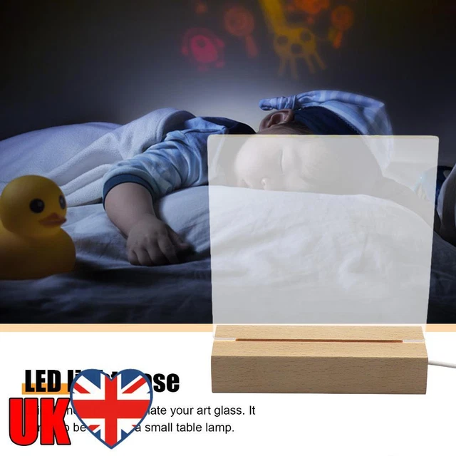 LED WOOD DISPLAY Base-3D Rectangle USB Crystal Wooden Lighted Base ...